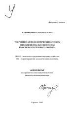 Теоретико-методологические аспекты управления малым бизнесом на основе системного подхода - тема автореферата по экономике, скачайте бесплатно автореферат диссертации в экономической библиотеке