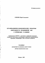 Организационно-экономические проблемы деятельности предприятий АПК в кризисных условиях - тема автореферата по экономике, скачайте бесплатно автореферат диссертации в экономической библиотеке