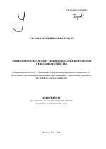 Эффективность государственной поддержки развития сельского хозяйства - тема автореферата по экономике, скачайте бесплатно автореферат диссертации в экономической библиотеке