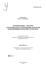 Формирование системы стратегического управления затратами в предпринимательских структурах - тема автореферата по экономике, скачайте бесплатно автореферат диссертации в экономической библиотеке