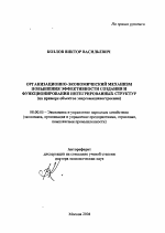 Организационно-экономический механизм повышения эффективности создания и функционирования интегрированных структур - тема автореферата по экономике, скачайте бесплатно автореферат диссертации в экономической библиотеке