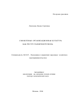 Совокупная организационная культура как ресурс развития региона - тема автореферата по экономике, скачайте бесплатно автореферат диссертации в экономической библиотеке