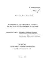 Формирование и распределение валового дохода сельскохозяйственных организаций - тема автореферата по экономике, скачайте бесплатно автореферат диссертации в экономической библиотеке