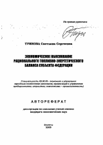 Экономическое обоснование рационального топливно-энергетического баланса субъекта Федерации - тема автореферата по экономике, скачайте бесплатно автореферат диссертации в экономической библиотеке