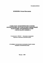 Социально-экономические основы формирования системы профессиональной подготовки предпринимателей сферы малого бизнеса - тема автореферата по экономике, скачайте бесплатно автореферат диссертации в экономической библиотеке