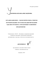 Организационно-экономические аспекты формирования системы бюджетирования как инструмента управления развитием предприятия - тема автореферата по экономике, скачайте бесплатно автореферат диссертации в экономической библиотеке