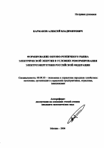 Формирование оптово-розничного рынка электрической энергии в условиях реформирования электроэнергетики Российской Федерации - тема автореферата по экономике, скачайте бесплатно автореферат диссертации в экономической библиотеке