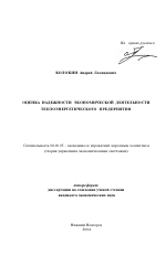 Оценка надежности экономической деятельности теплоэнергетического предприятия - тема автореферата по экономике, скачайте бесплатно автореферат диссертации в экономической библиотеке