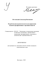 Разработка инструментов и методов управления малыми предприятиями в промышленности - тема автореферата по экономике, скачайте бесплатно автореферат диссертации в экономической библиотеке