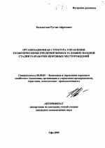 Организационная структура управления геофизическими предприятиями в условиях поздней стадии разработки нефтяных месторождений - тема автореферата по экономике, скачайте бесплатно автореферат диссертации в экономической библиотеке