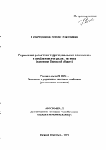 Управление развитием территориальных комплексов в проблемных отраслях региона - тема автореферата по экономике, скачайте бесплатно автореферат диссертации в экономической библиотеке