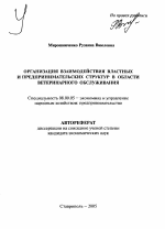 Организация взаимодействия властных и предпринимательских структур в области ветеринарного обслуживания - тема автореферата по экономике, скачайте бесплатно автореферат диссертации в экономической библиотеке