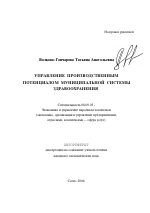 Управление производственным потенциалом муниципальной системы здравоохранения - тема автореферата по экономике, скачайте бесплатно автореферат диссертации в экономической библиотеке