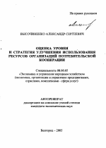 Оценка уровня и стратегия улучшения использования ресурсов организаций потребительской кооперации - тема автореферата по экономике, скачайте бесплатно автореферат диссертации в экономической библиотеке
