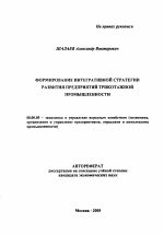 Формирование интегративной стратегии развития предприятий трикотажной промышленности - тема автореферата по экономике, скачайте бесплатно автореферат диссертации в экономической библиотеке