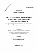 Оценка ожидаемой эффективности уникальных инвестиционно-строительных проектов - тема автореферата по экономике, скачайте бесплатно автореферат диссертации в экономической библиотеке