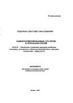 Клиентоориентированные стратегии в сети малых отелей - тема автореферата по экономике, скачайте бесплатно автореферат диссертации в экономической библиотеке