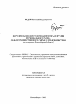 Формирование и регулирование конъюнктуры регионального рынка сельскохозяйственного сырья и продовольствия - тема автореферата по экономике, скачайте бесплатно автореферат диссертации в экономической библиотеке