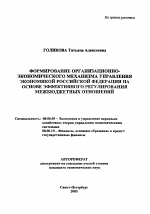 Формирование организационно-экономического механизма управления экономикой Российской Федерации на основе эффективного регулирования межбюджетных отношений - тема автореферата по экономике, скачайте бесплатно автореферат диссертации в экономической библиотеке