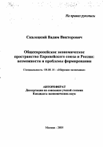 Общеевропейское экономическое пространство Европейского союза и России: возможности и проблемы формирования - тема автореферата по экономике, скачайте бесплатно автореферат диссертации в экономической библиотеке