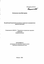 Воздействие бюджетной политики на социально-экономическое развитие регионов - тема автореферата по экономике, скачайте бесплатно автореферат диссертации в экономической библиотеке