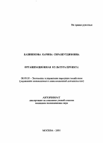Организационная культура проекта - тема автореферата по экономике, скачайте бесплатно автореферат диссертации в экономической библиотеке