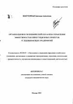 Организационно-экономический механизм управления эффективностью инвестиционных проектов угледобывающих предприятий - тема автореферата по экономике, скачайте бесплатно автореферат диссертации в экономической библиотеке