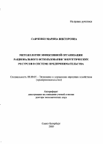 Методология эффективной организации рационального использования энергетических ресурсов в системе предпринимательства - тема автореферата по экономике, скачайте бесплатно автореферат диссертации в экономической библиотеке