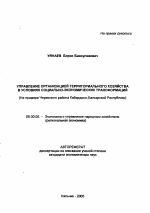 Управление организацией территориального хозяйства в условиях социально-экономических трансформаций - тема автореферата по экономике, скачайте бесплатно автореферат диссертации в экономической библиотеке