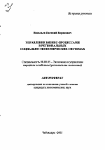 Управление бизнес-процессами в региональных социально-экономических системах - тема автореферата по экономике, скачайте бесплатно автореферат диссертации в экономической библиотеке