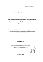 Развитие информационного потенциала системы управления организацией - тема автореферата по экономике, скачайте бесплатно автореферат диссертации в экономической библиотеке