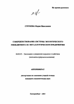 Совершенствование системы экологического менеджмента на металлургическом предприятии - тема автореферата по экономике, скачайте бесплатно автореферат диссертации в экономической библиотеке