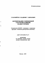 Формирование современной стратегии развития малых городов - тема автореферата по экономике, скачайте бесплатно автореферат диссертации в экономической библиотеке