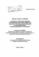 Разработка методов оценки экономической эффективности диагностических мероприятий на предприятиях трубопроводного транспорта - тема автореферата по экономике, скачайте бесплатно автореферат диссертации в экономической библиотеке