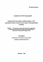 Конкурентоспособное развитие рынка услуг дополнительного профессионального образования в регионе - тема автореферата по экономике, скачайте бесплатно автореферат диссертации в экономической библиотеке