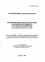 Формирование и использование кадрового потенциала в сельском хозяйстве - тема автореферата по экономике, скачайте бесплатно автореферат диссертации в экономической библиотеке