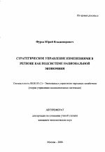 Стратегическое управление изменениями в регионе как подсистеме национальной экономики - тема автореферата по экономике, скачайте бесплатно автореферат диссертации в экономической библиотеке