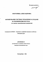 Формирование системы управления расходами на человеческие ресурсы - тема автореферата по экономике, скачайте бесплатно автореферат диссертации в экономической библиотеке