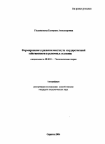 Формирование и развитие института государственной собственности в рыночных условиях - тема автореферата по экономике, скачайте бесплатно автореферат диссертации в экономической библиотеке