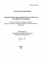 Формирование рынка венчурного капитала в российской экономике - тема автореферата по экономике, скачайте бесплатно автореферат диссертации в экономической библиотеке