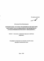 Формирование системы управления маркетинговой деятельностью промышленного предприятия на основе принципов проектного менеджмента - тема автореферата по экономике, скачайте бесплатно автореферат диссертации в экономической библиотеке