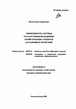 Эффективность системы государственной поддержки хозяйствующих субъектов дотационных территорий - тема автореферата по экономике, скачайте бесплатно автореферат диссертации в экономической библиотеке