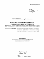 Факторы и принципы развития социальной инфраструктуры вертикально интегрированной корпорации - тема автореферата по экономике, скачайте бесплатно автореферат диссертации в экономической библиотеке