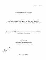 Управление организационно-экономическими изменениями в производственных системах региона - тема автореферата по экономике, скачайте бесплатно автореферат диссертации в экономической библиотеке