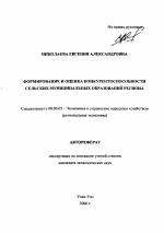 Формирование и оценка конкурентоспособности сельских муниципальных образований региона - тема автореферата по экономике, скачайте бесплатно автореферат диссертации в экономической библиотеке