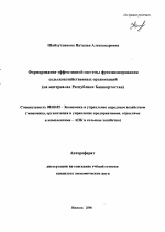 Формирование эффективной системы функционирования сельскохозяйственных организаций - тема автореферата по экономике, скачайте бесплатно автореферат диссертации в экономической библиотеке