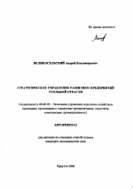 Стратегическое управление развитием предприятий угольной отрасли - тема автореферата по экономике, скачайте бесплатно автореферат диссертации в экономической библиотеке