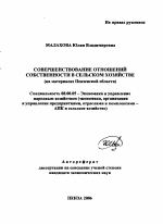 Совершенствование отношений собственности в сельском хозяйстве - тема автореферата по экономике, скачайте бесплатно автореферат диссертации в экономической библиотеке