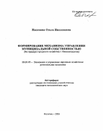 Формирование механизма управления муниципальной собственностью - тема автореферата по экономике, скачайте бесплатно автореферат диссертации в экономической библиотеке