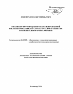 Механизм формирования сбалансированной системы показателей стратегического развития муниципального образования - тема автореферата по экономике, скачайте бесплатно автореферат диссертации в экономической библиотеке